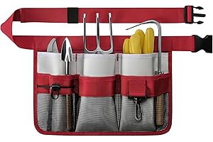 WINHUNT Garden Apron for Women, Adjustable Tool Belt with 8 Pockets - Heavy Duty Oxford Work Belt for Gardening, Construction (Red)