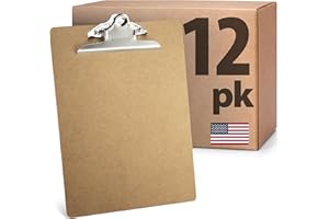 Officemate Recycled Wood Clipboards, 6 Inch Clip, 12 Pack Clipboards, Letter Size (9 x 12.5 Inches), Brown (83712)