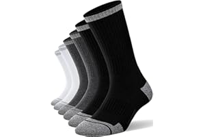 FITRELL 6 Pack Men's Athletic Moisture Wicking Crew Socks Cushioned Sport Running Work Boot Socks Size 9-12/12-15