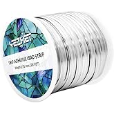 YEZHET Self Adhesive Lead Strip for Stained Glass, 2x1/8"(3mm), Silver, 39.6Feet (12m)-Premium DlY Window Crafting Tape, Easy Cut &amp; Apply