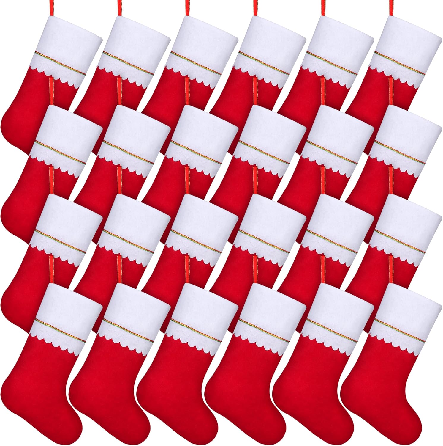 Stockings & Holders - ANVAVO 24 Pack Christmas Stockings Red Felt Xmas Fireplace Hanging Stockings 18 Inches Christmas Holiday Stockings for Family Holiday Xmas Party Decorations