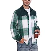 OLEMEK Men's Flannel Jacket Long Sleeve Button Down Plaid Shirt Tartan Shacket
