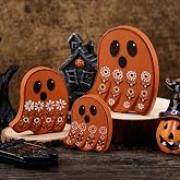 Suzile 3 Pcs Mexican Ghost Table Decoration Halloween Ghost Wooden Sign Tabletop Centerpieces Cute Boo Tiered Tray Decorations Day of The Dead Rural Decor Fall Harvest Party Gifts Shelf Display Home