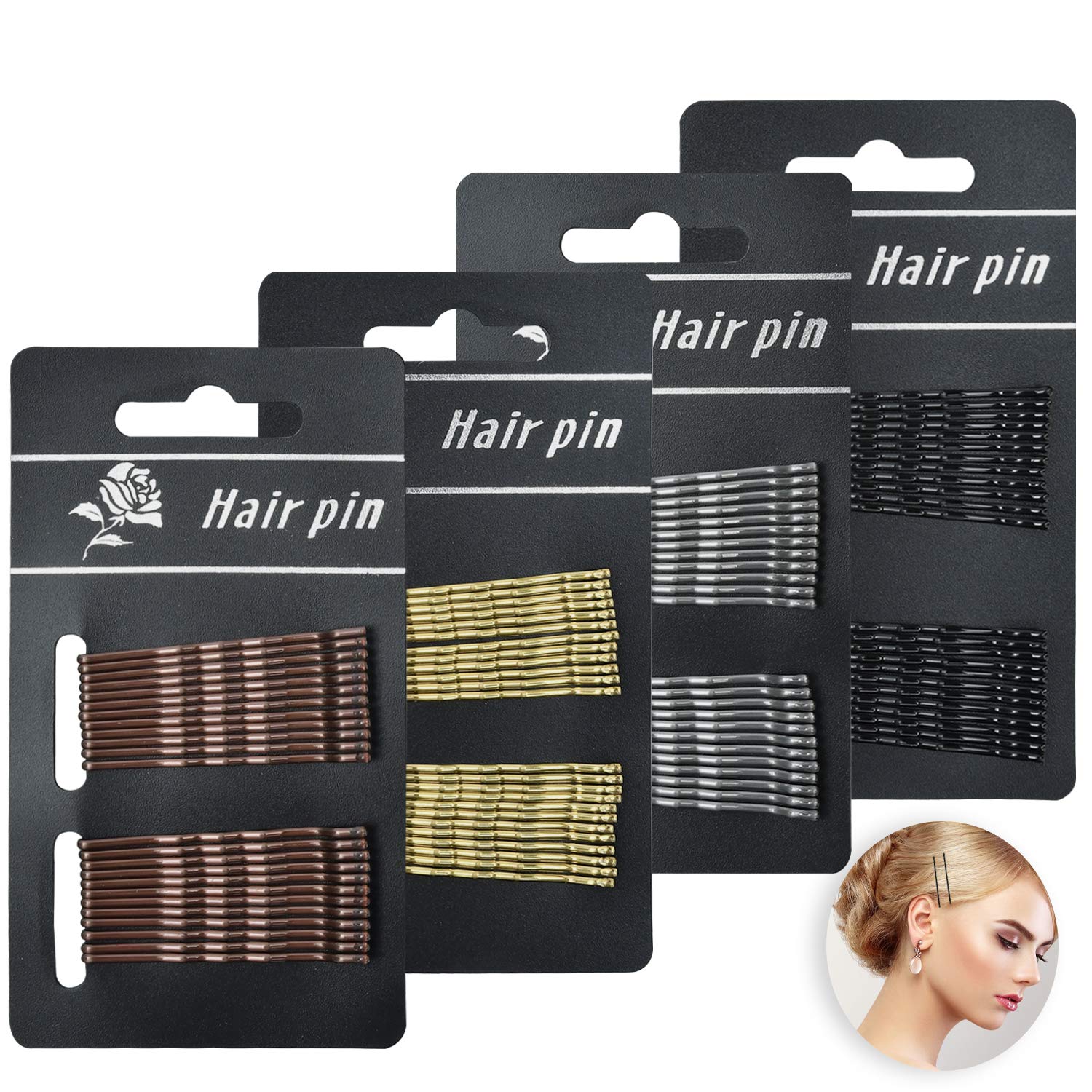 240 Pieces Bobby Pins, Hair Clip High-Grade Hair Clips Metal Hairpin Set for Girls, Women (black) : Beauty