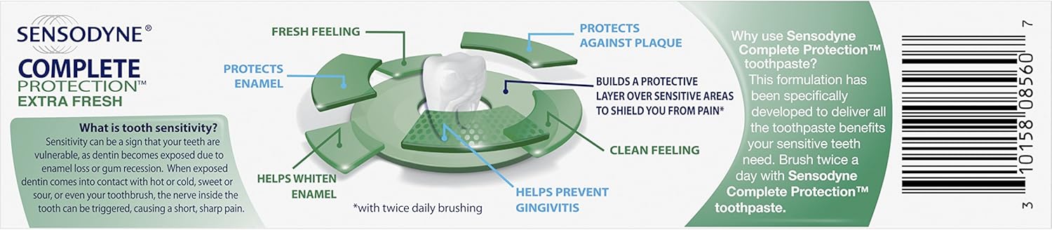 Sensodyne Complete Protection Sensitive Toothpaste For Gingivitis, Sensitive Teeth Treatment, Extra Fresh - 3.4 Ounces : Beauty