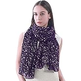Silver Gold Glitter Shimmer Sparkle Foil Star Print Women's Scarf Shawl Wrap Lightweight