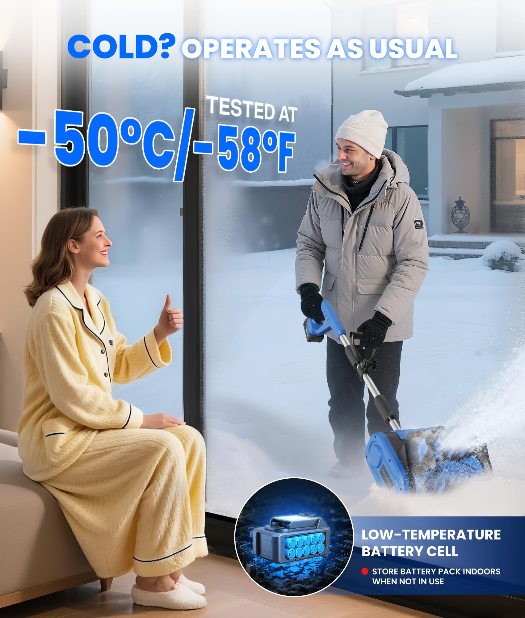 ThawTech Cordless Electric Snow Shovel, 21V, 12-Inch, Adjustable Directional Plate, with 4 Ah Battery and Charger, Electric Snow Blower for Driveway, Steps and Walkways