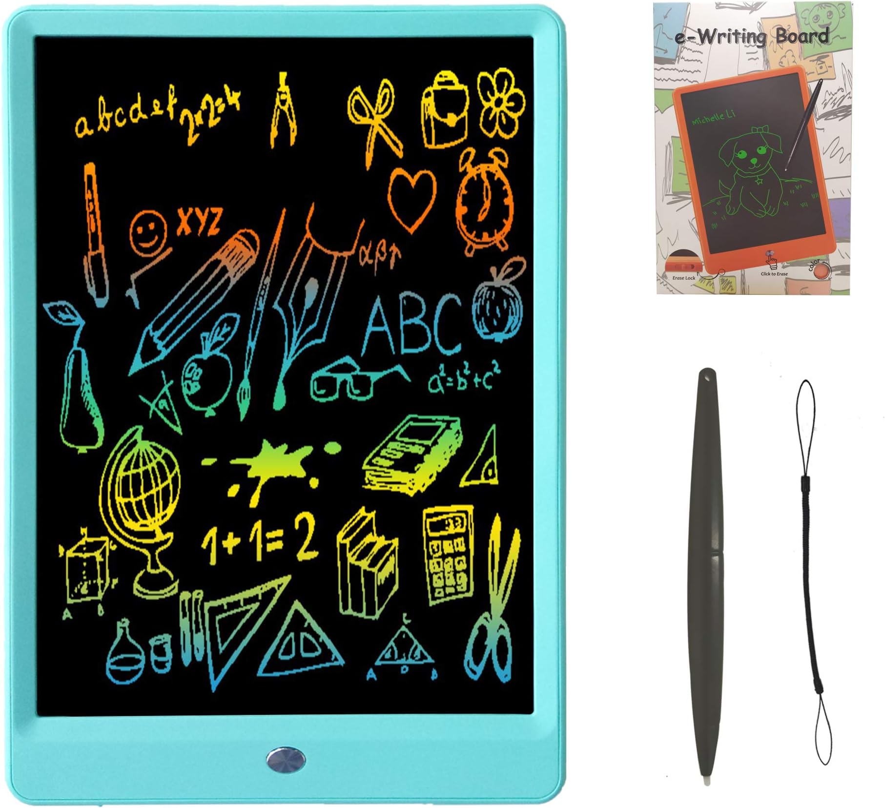 Drawing Tablet 10 Inches LCD Writing Tablet Colorful Screen, Doodle Board Electronic Doodle Pads Writing Board for Kids and Adults（Blue）