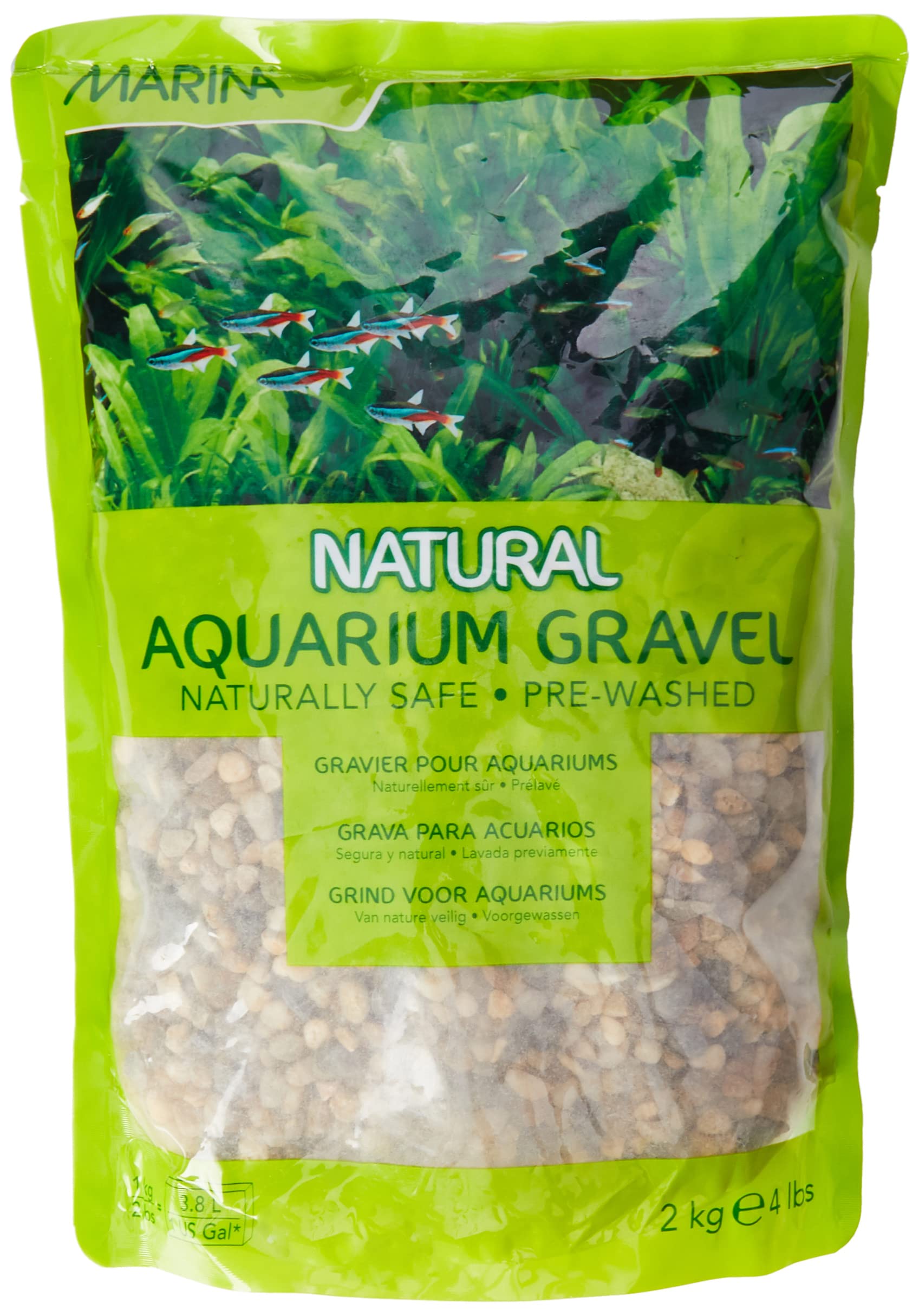 Marina Decorative Aquarium Gravel Natural Creek, Grey, 2 - 4 mm, 2 Kg