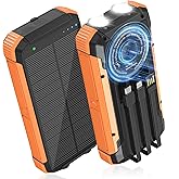 ERRBBIC Solar Charger Power Bank 20000mAh, Portable Wireless Charger, 15W Fast Charging External Battery Pack with Dual Flashlight and USB C Outputs, Outdoor Mobile Power Compatible with Cell Phones