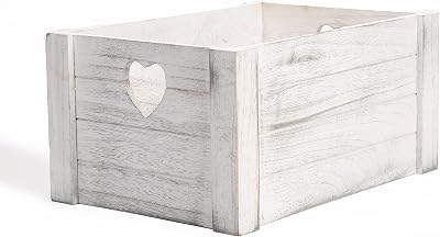 Wickerfield Small Wooden Box White Wash Gift Basket Storage Crate
