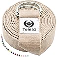 Tumaz Yoga Strap/Stretch Bands [15+ Colors, 6/8/10 Feet Options] with Extra Safe Adjustable D-Ring Buckle, Durable and Comfy 