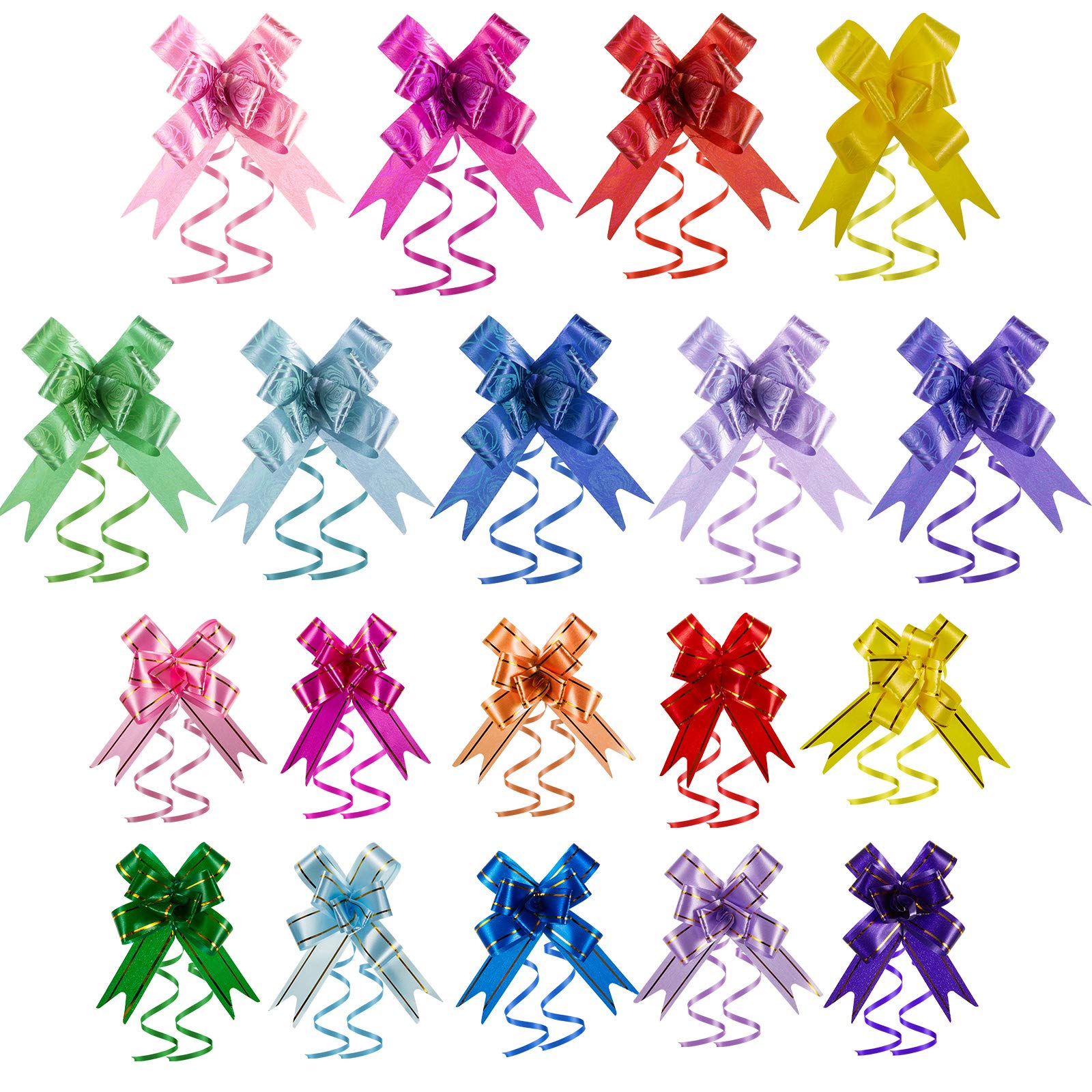 Syhood 360 Pcs Pull Bow Ribbon Bow for Gift Wrapping Present Basket Pull Knot Bows Flower Basket Wedding Wedding Party Decorations Thank You Gift Tie Craft 1.5 cm / 1.8 cm Width, Assorted Colors