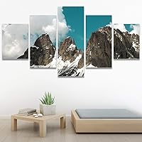SIGNWIN 5 Panel Canvas Wall Art Snowy Tops for Home Decorations Ready to Hang - 60