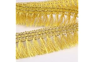 ZNZAKKA Gold Fringe Trim 12 Yards Tassel Trim Chainette Fringe Sewing Trim for Crafts, Clothes, Curtain, Home Decor