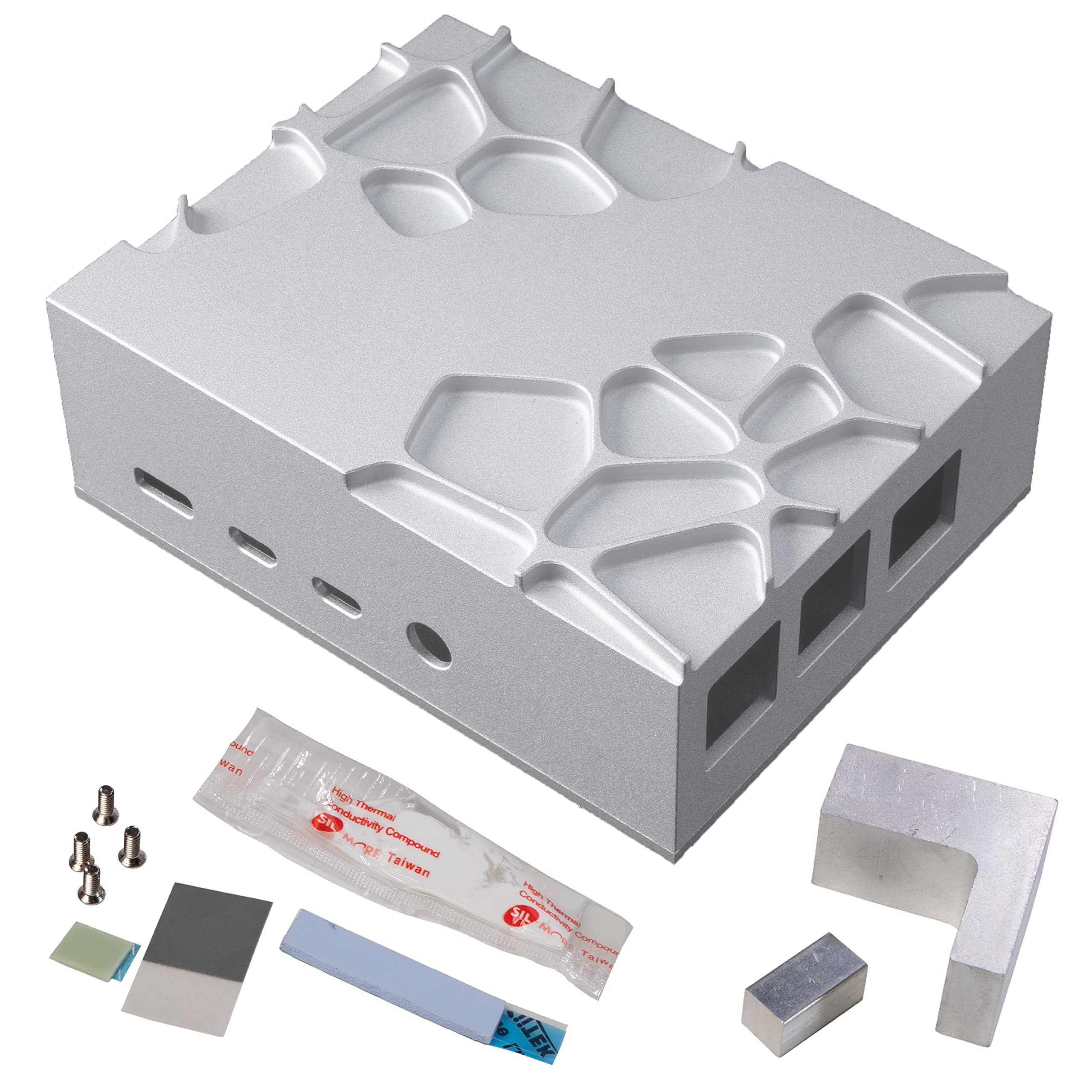 Akasa Gem Pro Aluminum Raspberry Pi 4 Case - Heavy Duty Heatsink, Ultra Quiet Passive Cooling, Supports Pi 4 Model B, Silver