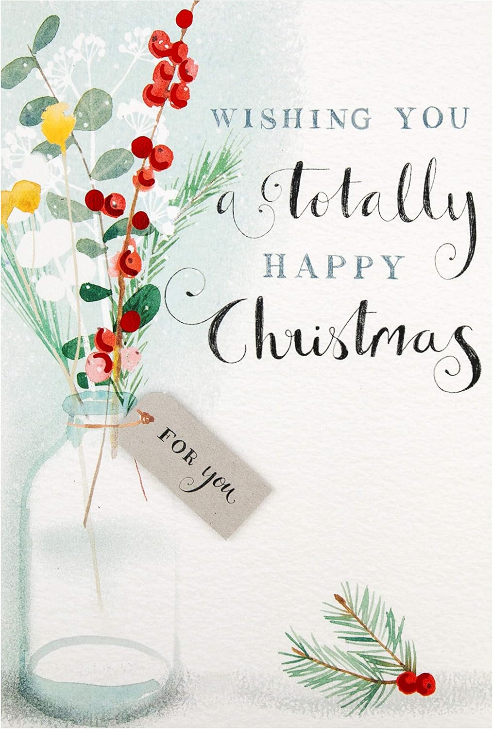 Hallmark Christmas Card - Contemporary Festive Foliage Design, Red, 20.2 cm by 13.8 cm