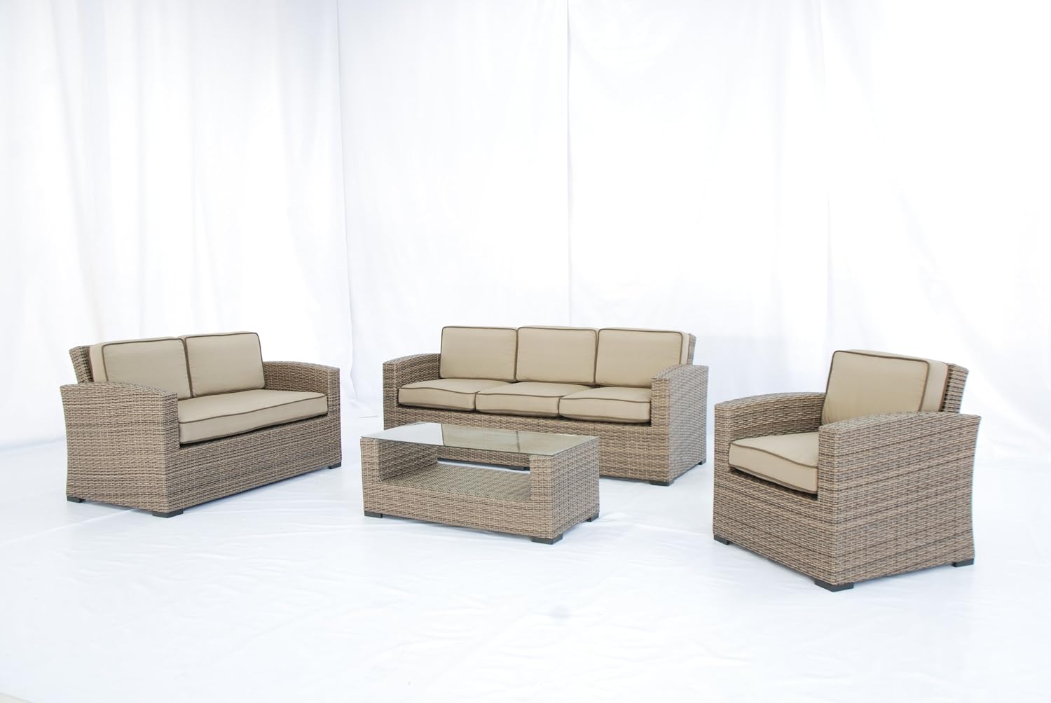 Creative Living Ferrara 123 All Weather Outdoor Wicker Sofa Conversation Set Amazon Co Uk Garden Outdoors