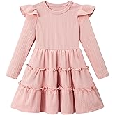 LYXIOF Toddler Baby Girl Long Sleeve Dress Girls Ruffle Sleeve A-Line Swing Fall Winter Dresses