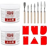 Melispapa 18.3 fl oz/540 ml Thick Modeling Paste with 7 Knives &amp; 6 Scrapers | High Density Modeling Paste for Textured Art, Acrylic Painting, Canvas Paint &amp; Art Projects(Opaque White)