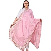 Exotic India Art Silk Dupatta with Embellished and Patch Border | Ethnic Design Stole, Chunni for Women's