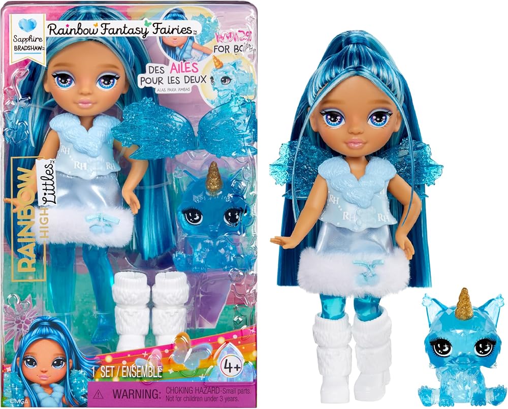 Rainbow High Littles Sapphire Fairy Doll with Interchangeable Wings & Pet