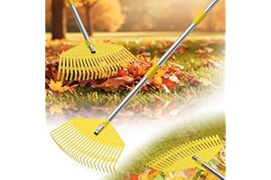 WEFAITH Lightweight Leaf Rake for Lawns - Anti-Break Nylon Plastic Head,Easy Yard & Garden Rake for Women,Seniors,Kids, 16.5" Wide for Leaves, Grass,Pine Needles,Gardening,Adjustable 35–65" Long Handle