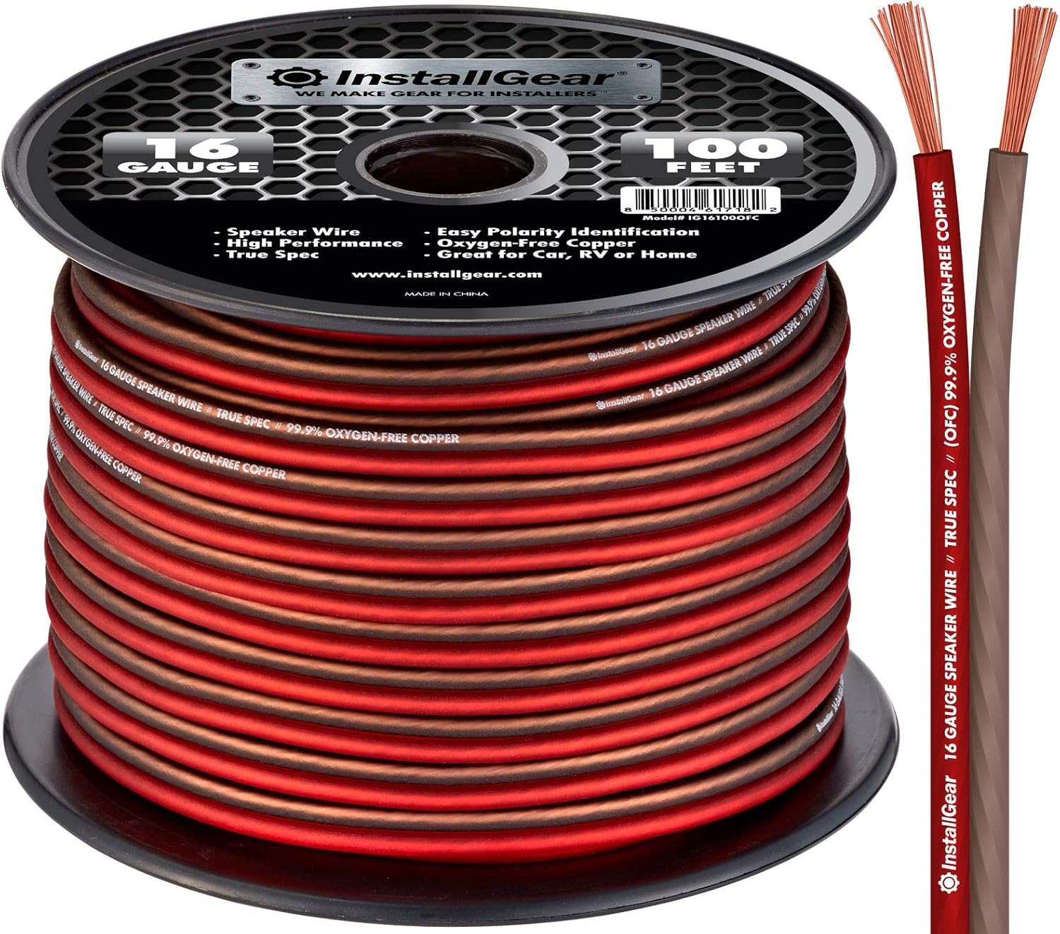 InstallGear 16 Gauge Speaker Wire OFC Oxygen-Free Copper, 100-feet: Car Electronics