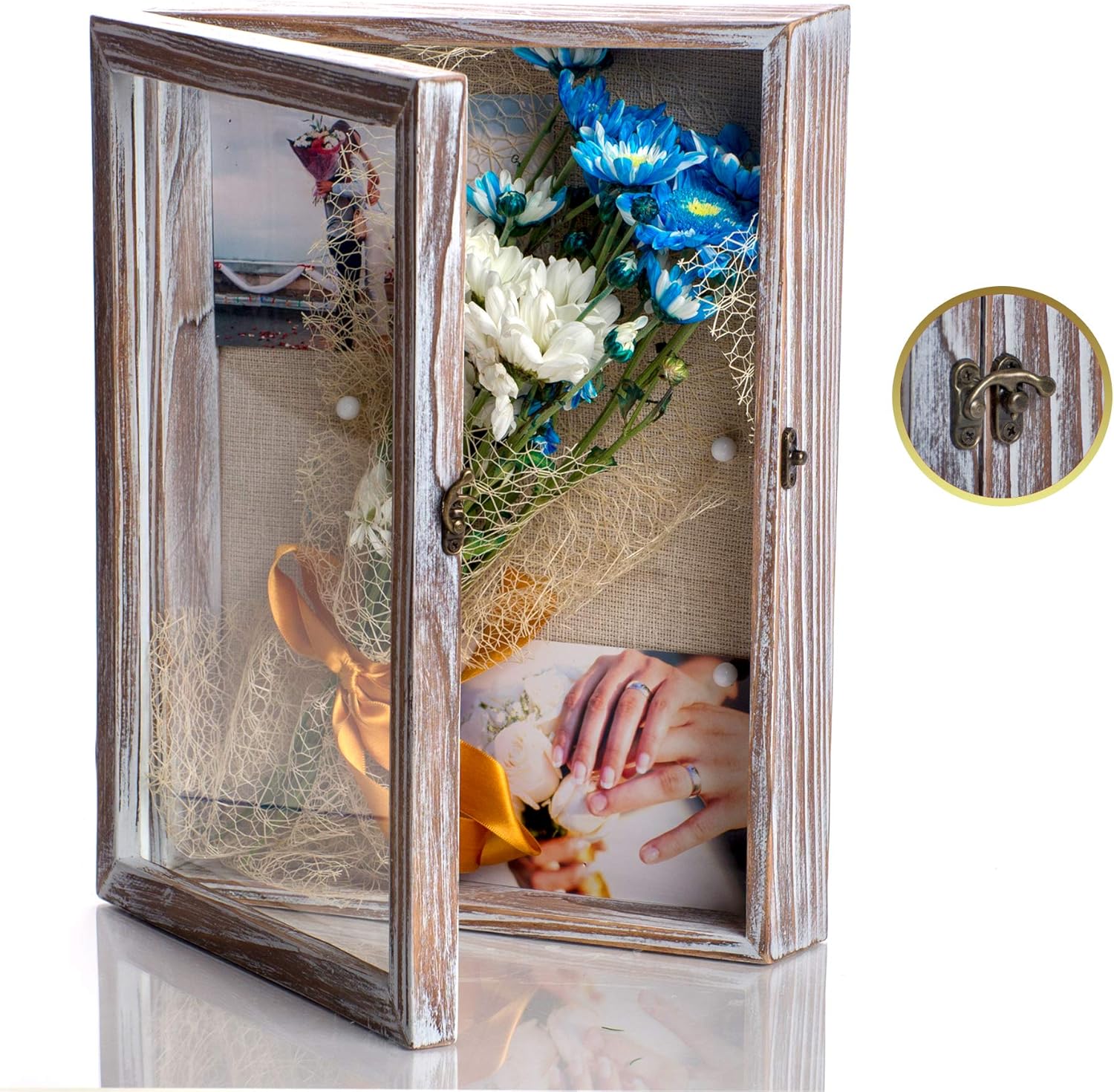 NIKOC Rustic White Shadow Box Display Case 11 X 14 Inch Wood Shadow Box Picture