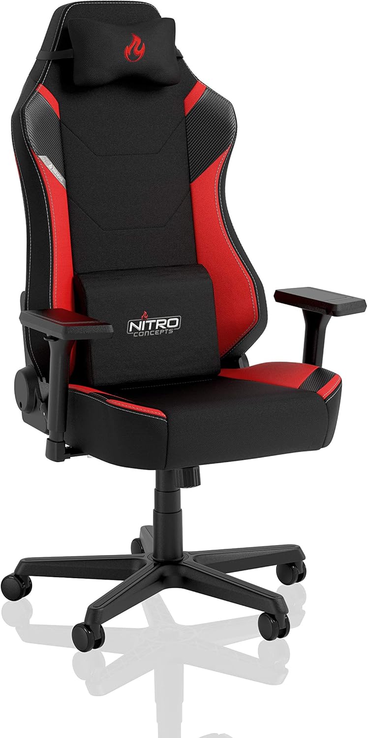 Nitro Concepts X1000 Gaming Chair Office Chair Desk Chair Fabric Cover 135 Kg Black Red Amazon Co Uk Kitchen Home