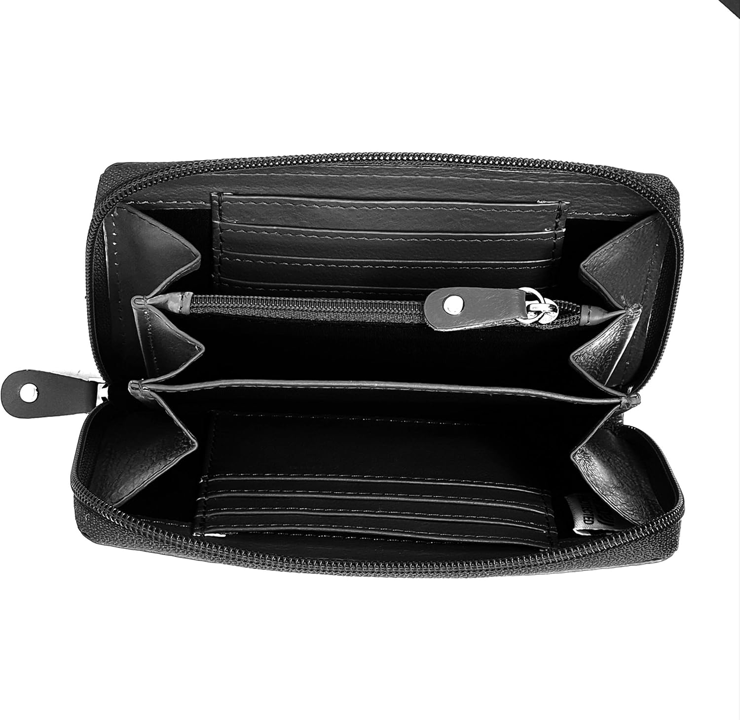 STARHIDE Women RFID Blocking Real Leather Full Zip Around Purse 5520 (Black), 17cm x 11cm x 3.5cm - Image 4