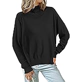 Allegra K Women's Turtleneck Sweater Pullover 2025 Fall Winter Outfits Long Sleeve Side Slit Oversized Knit Tops