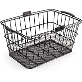 CXWXC Front Bike Basket with Handle&ndash; Detachable Bicycle Basket | for Groceries, Commuting, Shopping &ndash; Heavy Duty Wire Basket with Mounting Kit for Beach Cruiser City Commuter