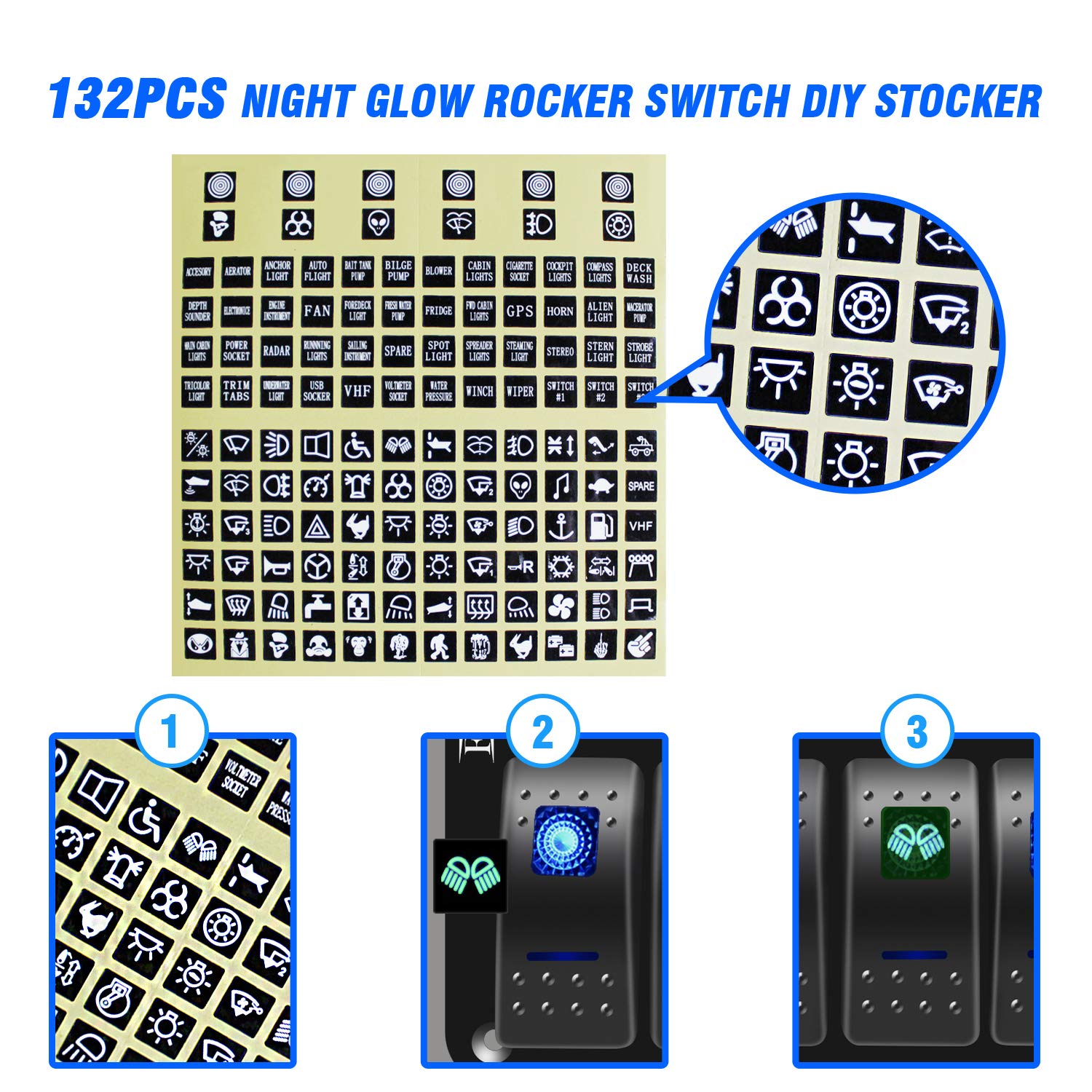 FXC Waterproof Marine Boat Rocker Switch Panel 6 Gang with 3.1A Dual USB Slot Socket + Cigarette Lighter +LED Voltmeter with Overload Protection for Car Rv Vehicles Truck (6 Gang Blue LED) (6 Blue): Industrial & Scientific