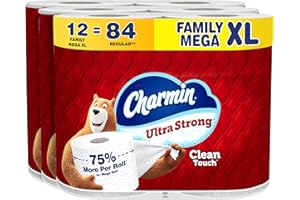 Charmin Ultra Strong Clean Touch Toilet Paper, 12 Family Mega XL Rolls = 84 Regular Rolls
