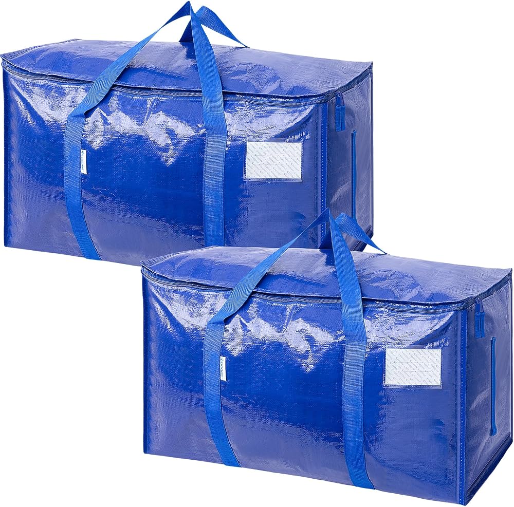TICONN 2 Pack Extra Large Moving Bags Heavy Duty with Zippers & Carrying Handles, Durable Storage Bags Moving Boxes for Close