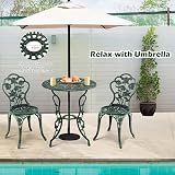 TANGZON 3 Pieces Patio Bistro Set - Cast Aluminum Table & 2 Chairs Green view 4
