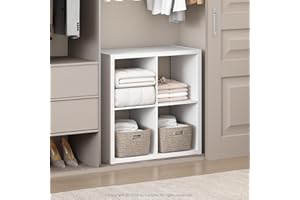 Furinno Cubic Closet Organizers and Storage, 4-Cube Closet Organizer, Open Shelf Closet Storage, Extra Thick Frame for Wardrobe, Bedroom, Living Room, White