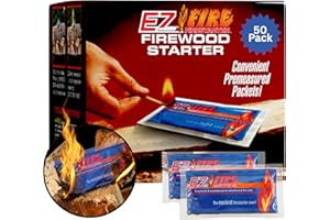 EZ Fire Firestarter – All-Natural Fire Starters for Campfires, Fire Pits, BBQs & Fireplaces – Long Burning, Weather-Resistant, Non-Toxic & Easy to Light | 50 Pack
