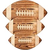 3 Pieces Football Cutting Board Football Serving Tray Hanging Football Gifts for Men Engraved Wooden Cutting Board Decoration for Kitchen Party Holiday Supplies Accessories, 3 Sizes (Dark Brown)