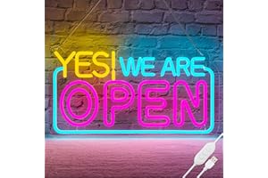 Basaneon Bright Open Sign Dimmable Open Neon Signs, USB or Battery Operated Open SignS for Business, High Visibility Advertisement YES WE ARE OPEN Neon Pink Open Sign with ON/OFF Switch(16.5 * 9in)
