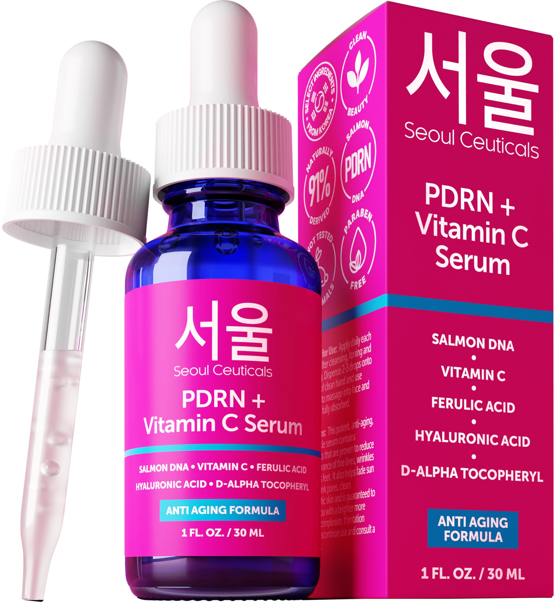 Photo 1 of ***FACTORY SEALED***SeoulCeuticals PDRN Serum Salmon DNA Vitamin C Serum – Korean Skincare Anti Aging PDNR Skin Repair Booster – K Beauty PDRM Skin Care for Face 1oz