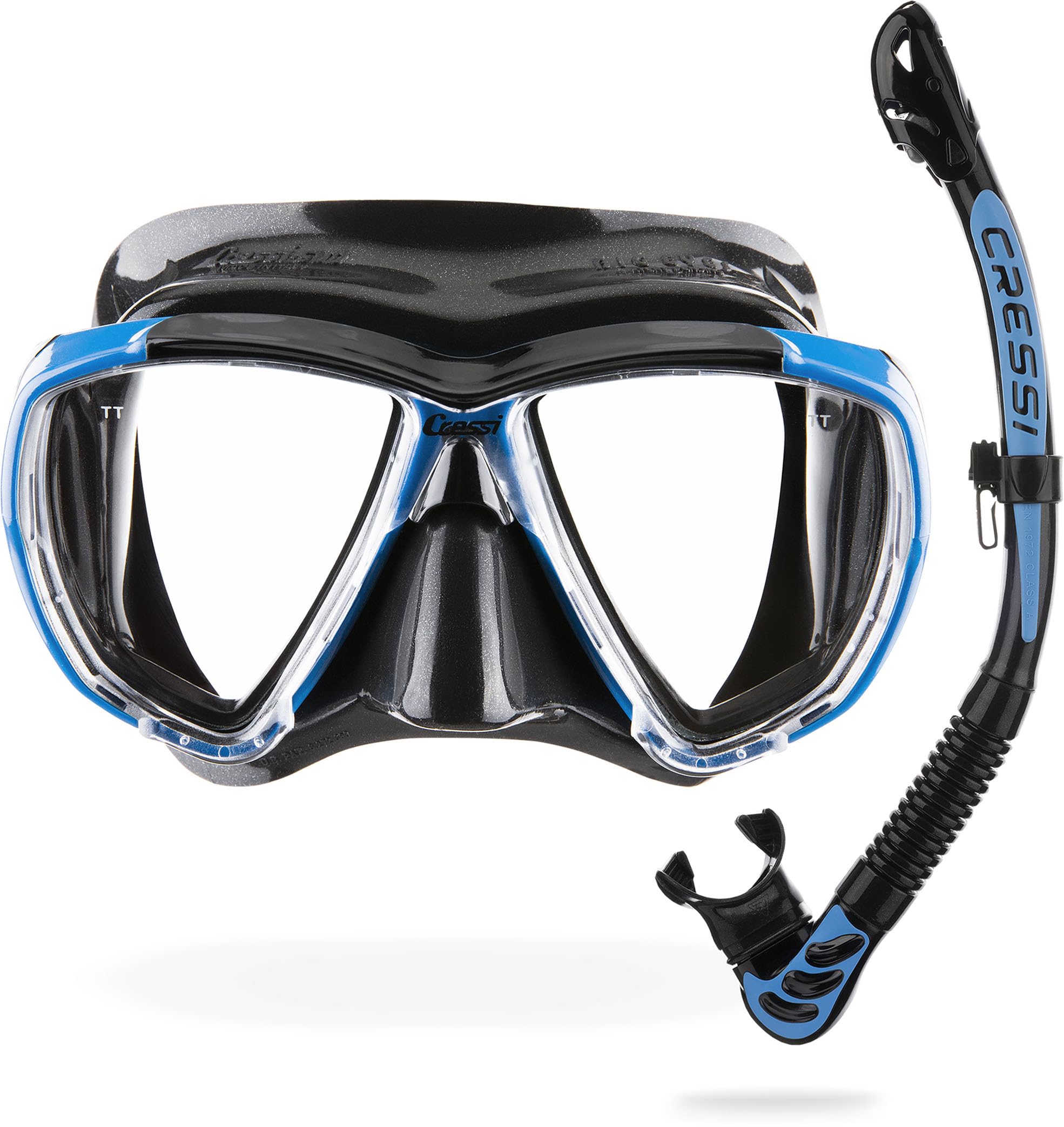 Cressi Big Eyes+Alpha Ultra Dry Combo Black/Azure - Combo Set Mask + Snorkel UD for Diving and Snorkelling, Black/Azure, One Size, Adults