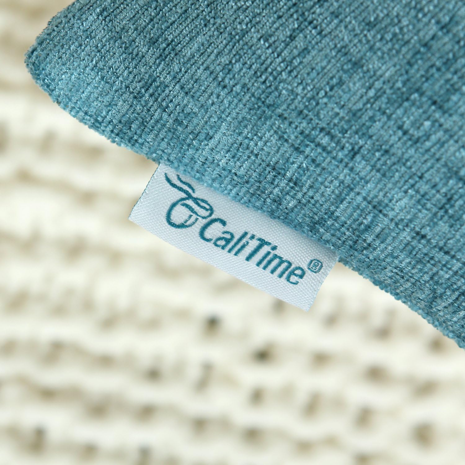 CaliTime Pack of 2 Cozy Throw Pillow Covers Cases for Couch Sofa Home Decoration Solid Dyed Soft Chenille 18 X 18 Inches Teal: Home & Kitchen