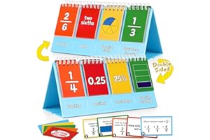 Torlam Fraction Manipulatives for Elementary School, Fraction Circles & Percentage & Decimal Flip Chart, Kids Math Games Math Manipulatives for 1st, 2nd, 3rd, 4th, 5th, 6th Grade Homeschool Supplies