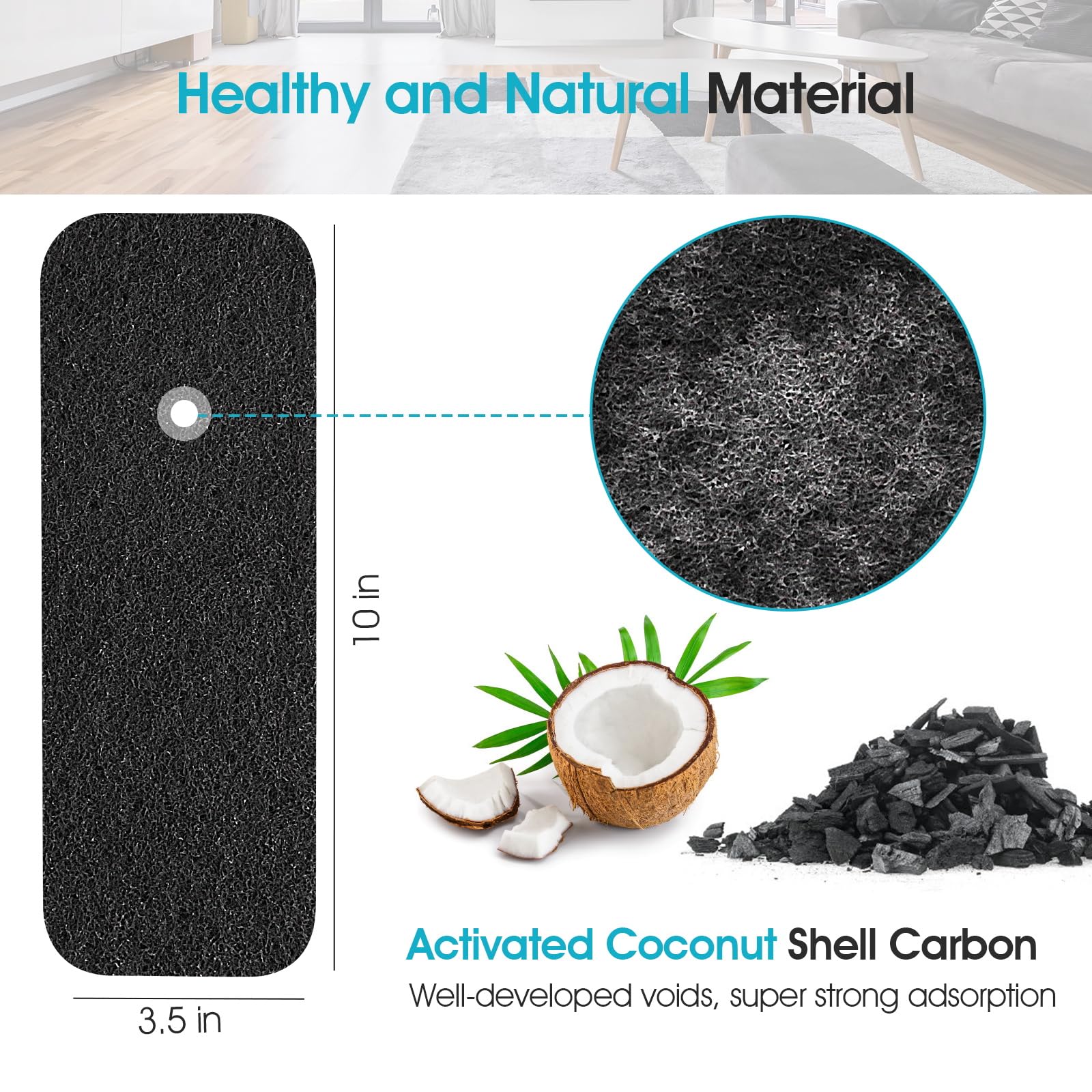 Butto 10-Pack Ceiling Fan Filters for Blades - Strong Adhesive Ceiling Fan Filters for Common Household Contaminants - Fibrous Carbon Fan Air Purifier Pads to Make Air Fresh and Natural