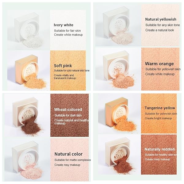 MAEPEOR SETTING POWDER 8 COLORS SMOOTH AND LIGHTWEIGHT MATTE FACE POWDER FOR BRIGHTENING AND SETTING MAKEUP WITH FACE PUFF (1.76 OZ, P04 WARM ORANGE)