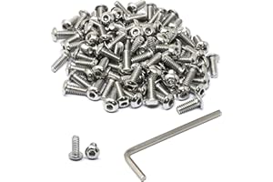 iexcell 100 Pcs #10-24 x 1/2" Stainless Steel 304 Hex Socket Button Head Cap Screws Bolts Kit