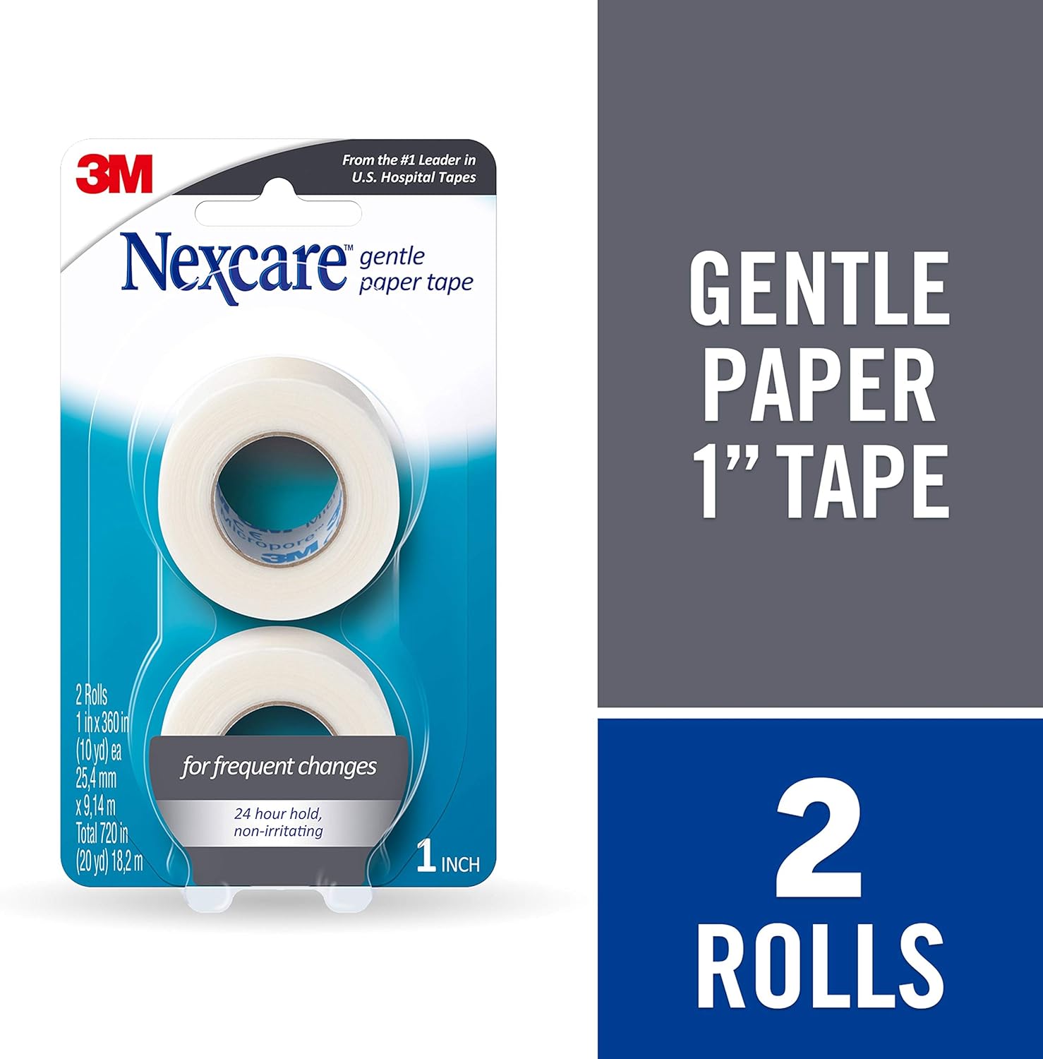 Nexcare Gentle Paper Carded First Aid Tape 1 in x 10 yds(2 rolls): Health & Personal Care