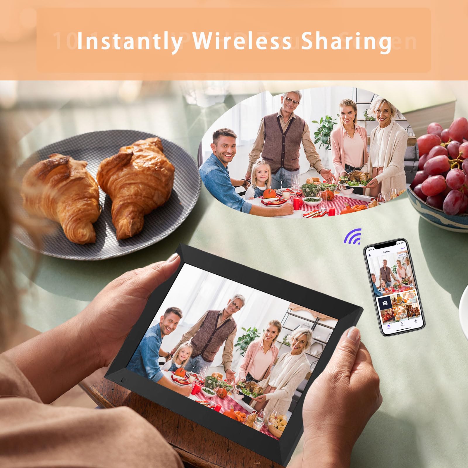 2 PCS Digital Picture Frame, PULLOON 10.1 Inch WiFi Digital Photo Frame with HD Touch Screen, Auto-Rotate, Wall Mountable, Built-in 32GB Storage, Easy Setup to Share Photo and Video Instantly via App